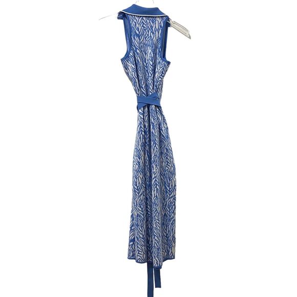 NWT DVF for Target Sea Twig Blue Sleeveless Knit Midi Wrap Dress Women's Size M - Picture 6 of 8